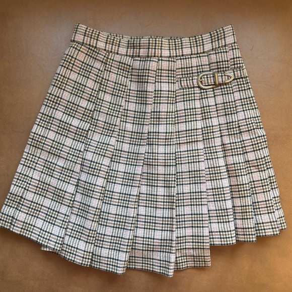 Maje Pleated Plaid Kilt Asymmetric Skirt - Picture 4 of 8